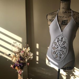 White and grey one piece